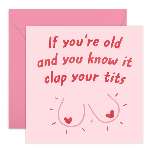 Rude Birthday Card For Her - Clap Your T*ts - Humorous Birthday Cards For Women - Funny Gifts For Sister Mum Wife Girlfriend - Friends Birthday Card - Comes With Stickers - By Central 23