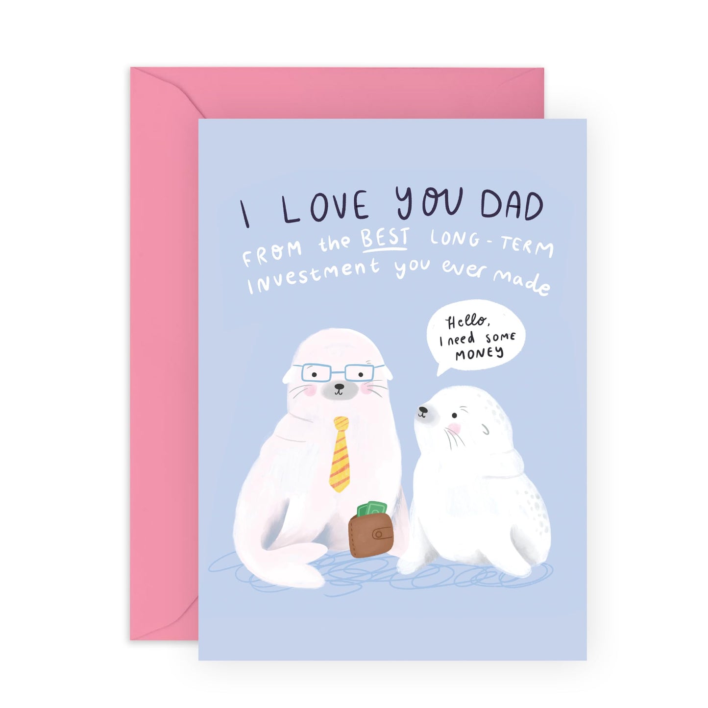 Dad Birthday Card - Best Long Term Investment Seal - Funny Birthday Cards For Men - Father’s Day Card For Daddy Papa Father - Comes With Stickers And Envelope - By Central 23