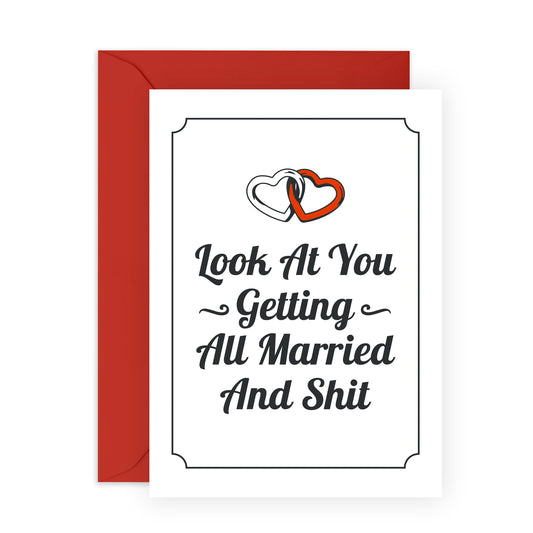Funny Wedding Celebration Card - 'Married' - Gifts for Newly Weds, Couples, Marriage, Bride, Groom, Wedding Day, Spouse - Congratulations - Comes with Fun Stickers