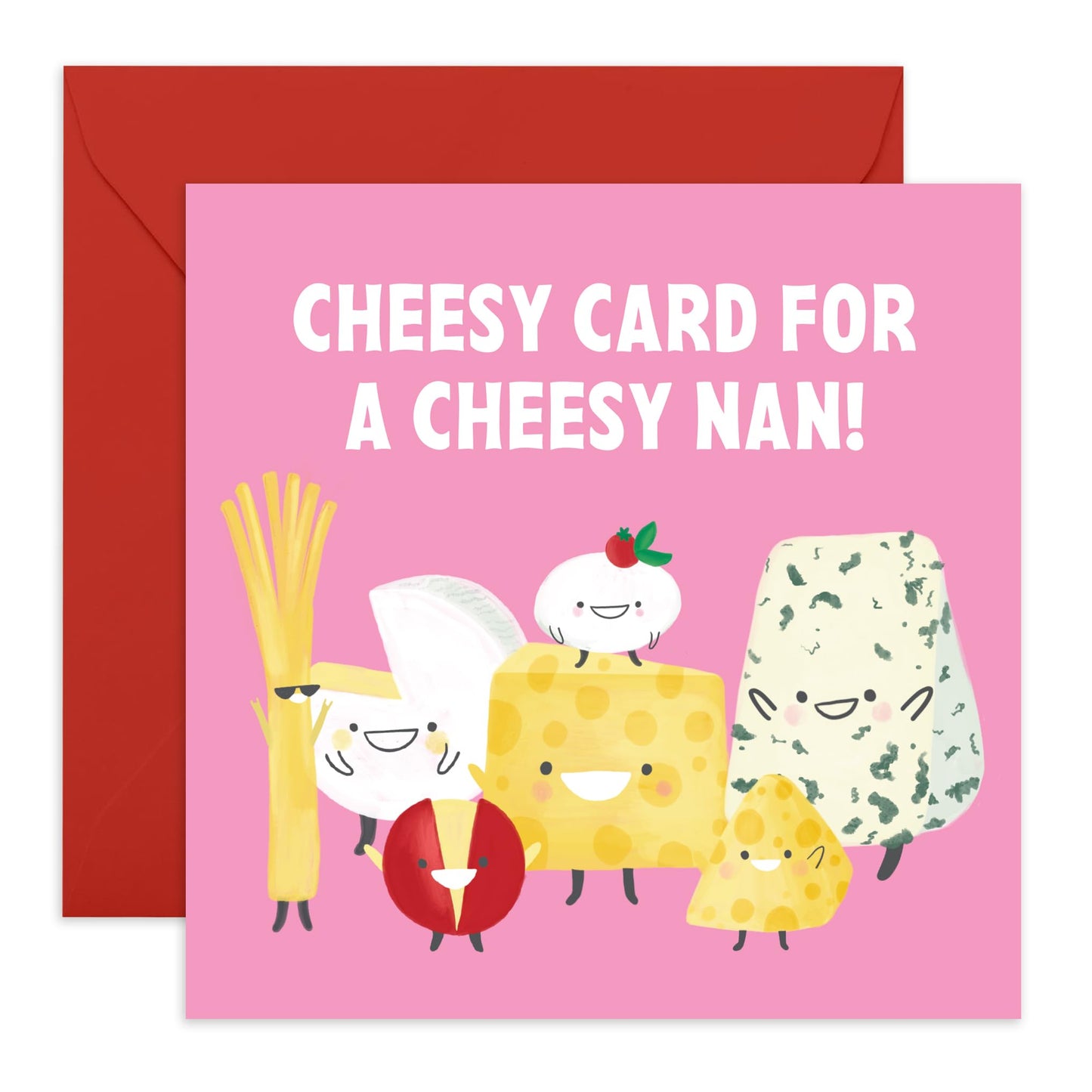 Grandma Birthday Card Funny - Cheesy Card For Cheesy Nan - Food Puns Jokes - Quirky Greeting Cards Gifts For Her - Mother's Day Cards For Women - Comes With Fun Stickers By Central 23