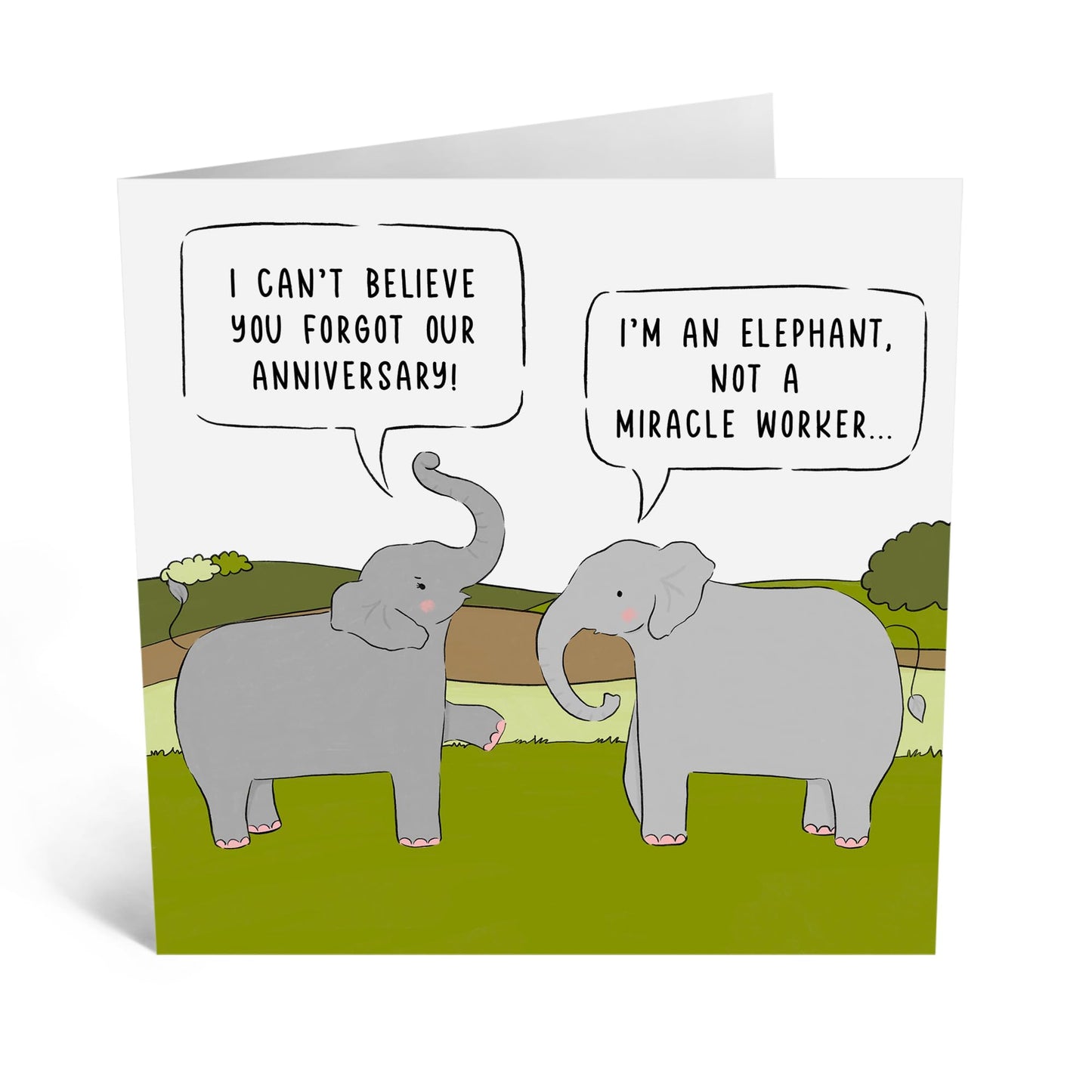 Funny Anniversary Card Forgetting The Date - 'Anniversary For Couple Elephants' - Gift for Husband, Wife, Girlfriend, Boyfriend, Babe, Him, Her - Forgot It - Comes with Fun Stickers