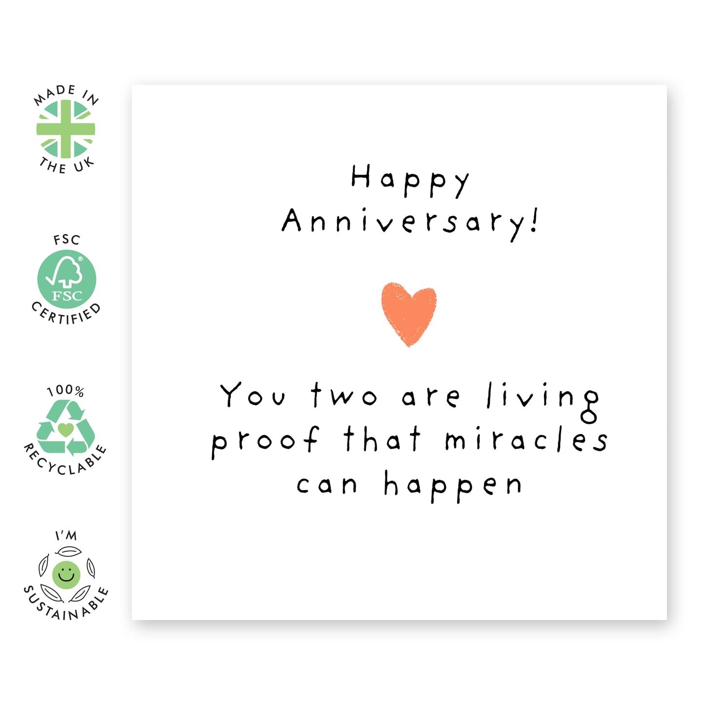 Romantic Anniversary Card - 'ANNIVERSARY MIRACLE' - Perfect for Celebrating Love and Special MUMents with Heartfelt Sentiment - Ideal for Partners Spouses Couples - Comes With Stickers By Central 23