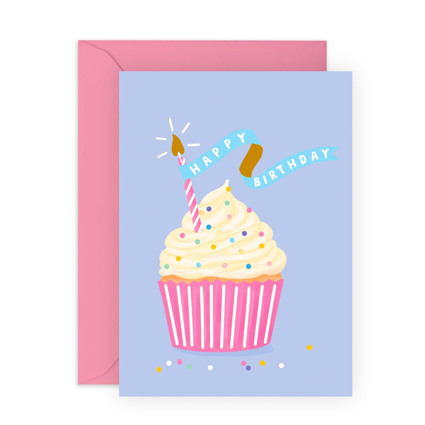 Make A Wish Birthday Card - 'Birthday Cupcake' - Besties, Friends, Children, Teens, Girls, Her, Co-worker, Sister, Grandma, Mum, Auntie, Family, Cousin - Blow It- Comes with Fun Stickers