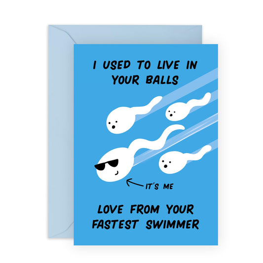 Quirky Card - 'DAD LIVE INSIDE YOUR BALLS' - For Dad with a Sense of Humor - Perfect for a Laugh and a Unique Message - Ideal for Any Occasion to Lighten the Mood - Comes with Stickers by Central 23
