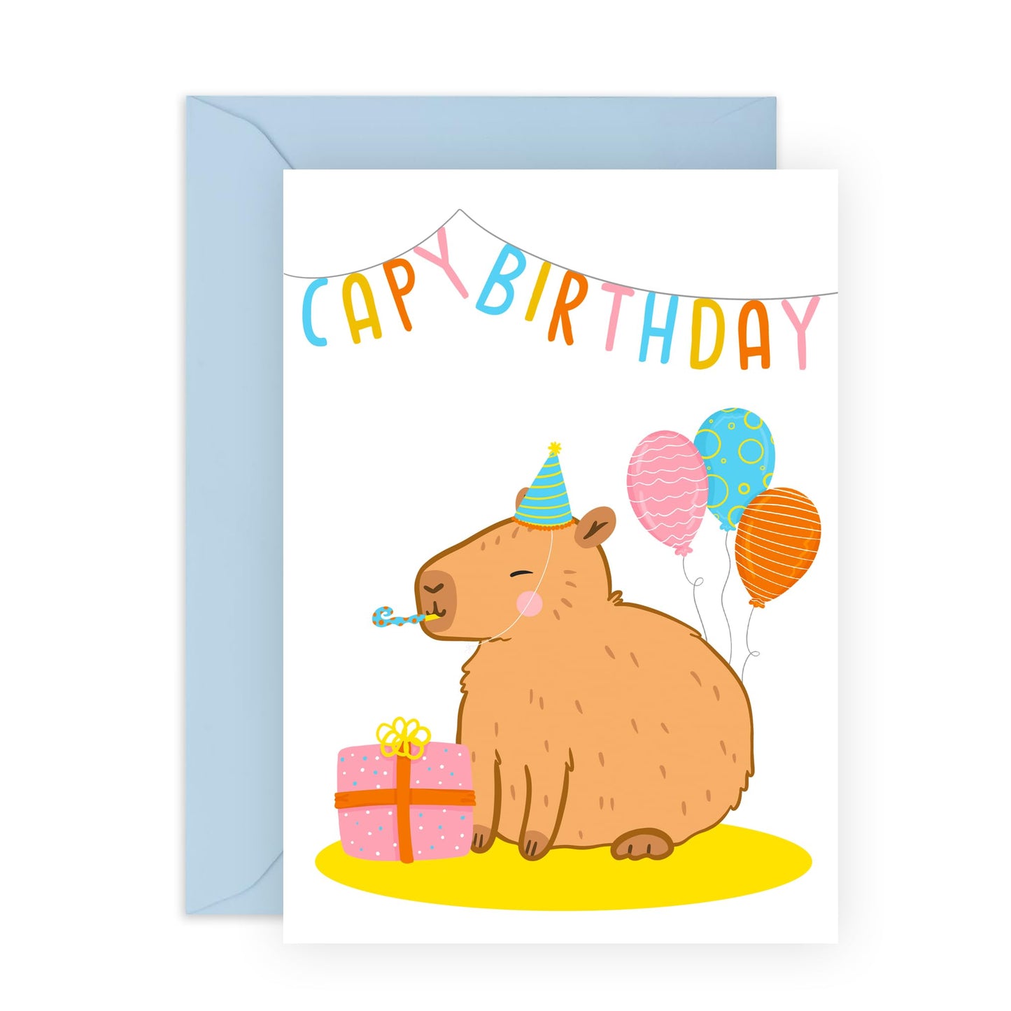 Happy Birthday Card For Her Him - Capy Birthday Capybara - Pun Humour - Birthday Cards For Men Women - Gifts For Son Daughter Mum Dad Sister Brother - Comes With Fun Stickers By Central 23