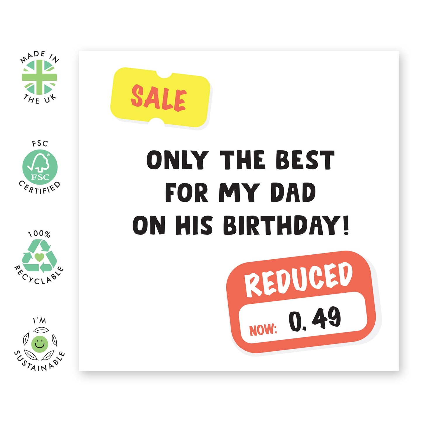 Birthday Card - 'Sale Dad' - For Your Father - Funny and Unique Design - Perfect for Celebrating Dad's Birthday with Humor - Ideal for His Special Day - Comes with Fun Stickers by Central 23