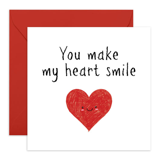 Greeting Card - 'MAKE MY HEART SMILE' - Perfect for Celebrating Love with a Heartfelt Touch - Ideal for Adding a Sweet and Uplifting Message to Any Special Occasion - Comes With Stickers By Central 23