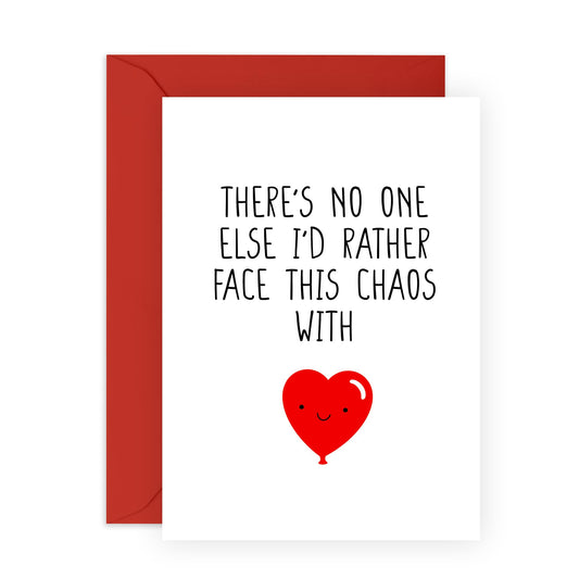 Sweet Anniversary Card For Husband Wife - Face This Chaos With - Birthday Cards For Boyfriend Girlfriend - Romantic Valentines Card For Couple Partner - Comes With Stickers - By Central 23