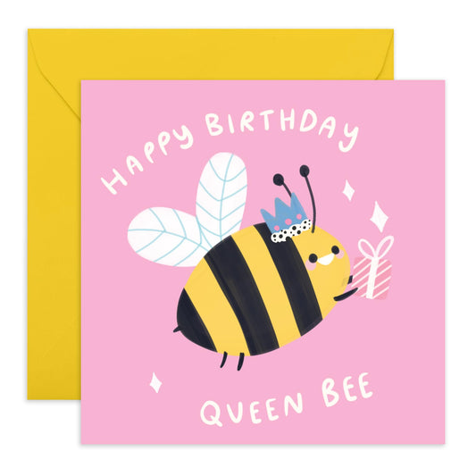 Pretty Birthday Card For Mum - Happy Birthday Queen Bee - Female Birthday Cards For Her Nana Wife - Friend Birthday Gifts Girly - Ladies Birthday Card - Comes With Stickers By Central 23