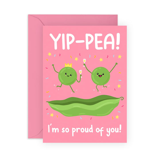 Good Job Greeting Cards - Yip-PEA Proud Of You - Congratulations Card - Well Done - New Job - Graduation- Comes With Fun Stickers - Vegan Ink - By Central 23
