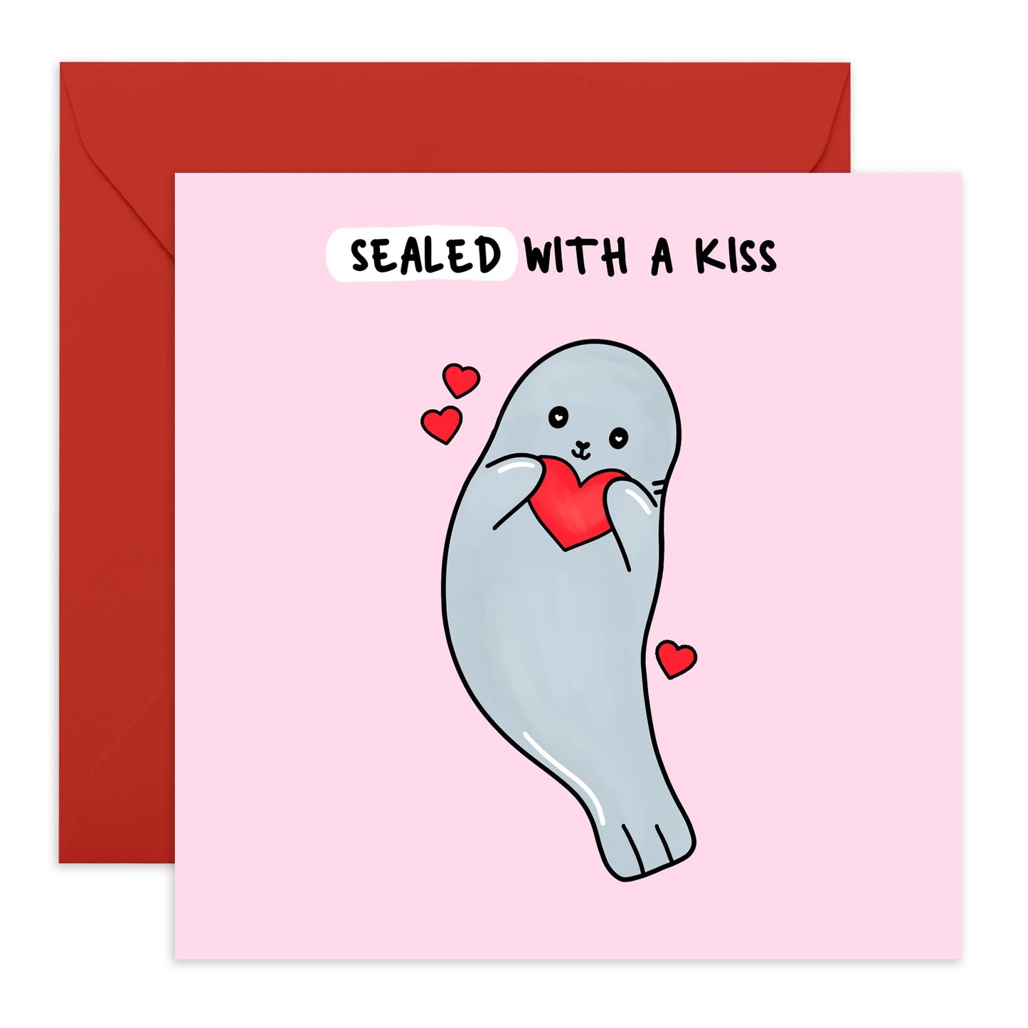 Romantic Anniversary Card For Wife Husband - SEALED With A Kiss - Cute Valentines Cards For Kids Girls Boy Him Her - Anniversary Card For Couple Husband Wife - Comes With Fun Stickers By Central 23