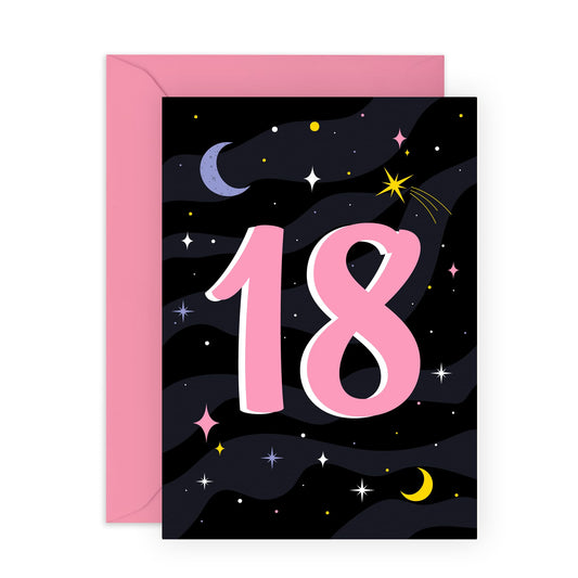18th Birthday Card - 18 Stars - Happy Eighteenth Birthday Cards - Stars Birthday Card - 18 Year Old Gifts For Best Friend Women Him Her - Comes With Fun Stickers - By Central 23