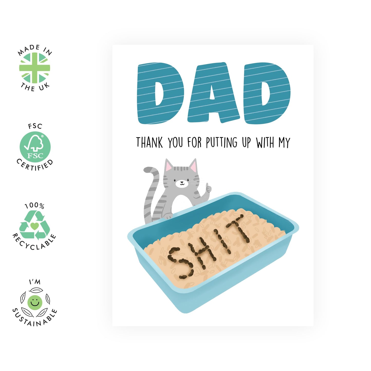 Dad Birthday Cards For Her - Thanks For Putting Up With My Shit - Funny Birthday Cards For Daddy From Daughter - Father's Day Cards For Husband Papa - Comes With Stickers And Envelope By Central 23