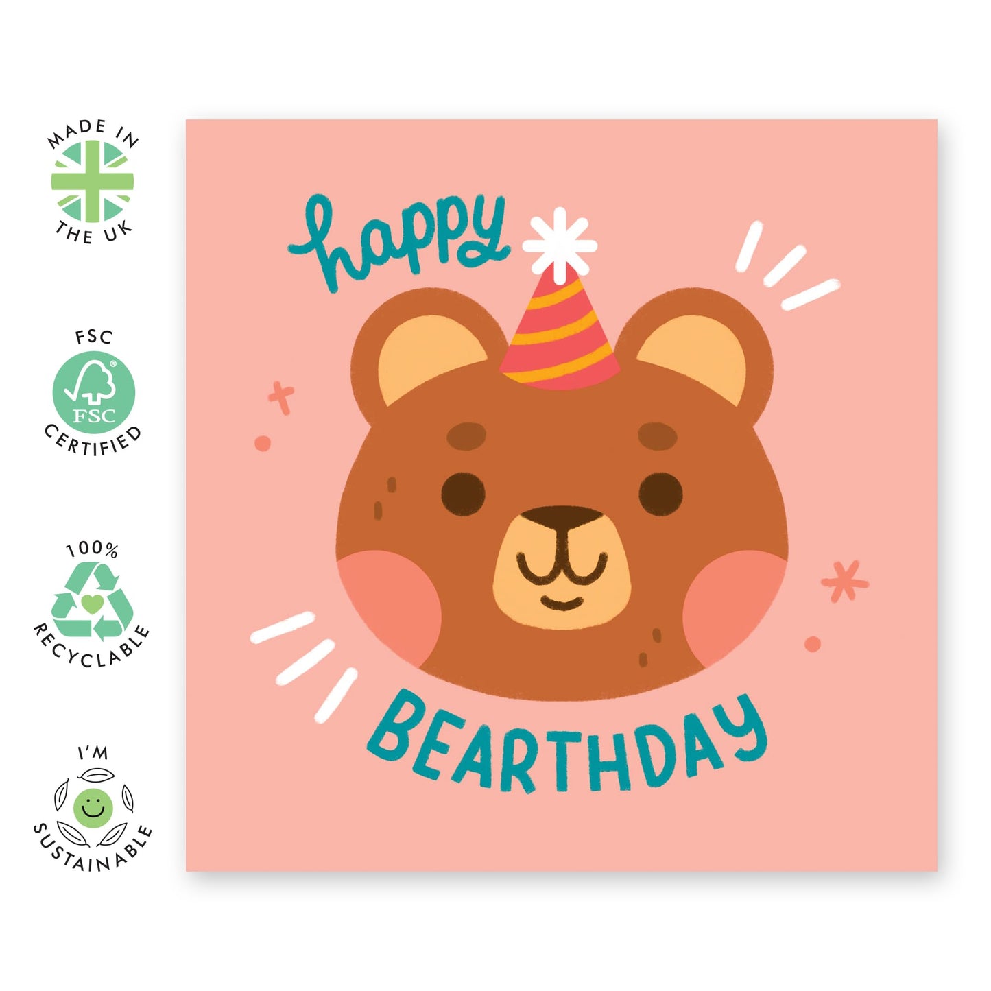 Birthday Card For Kids - Bearthday - Birthday Card For Toddler - Cute Animal Birthday Card - Greeting Cards For Kids - For Son Daughter - From Mum Dad - Comes With Stickers By Central 23