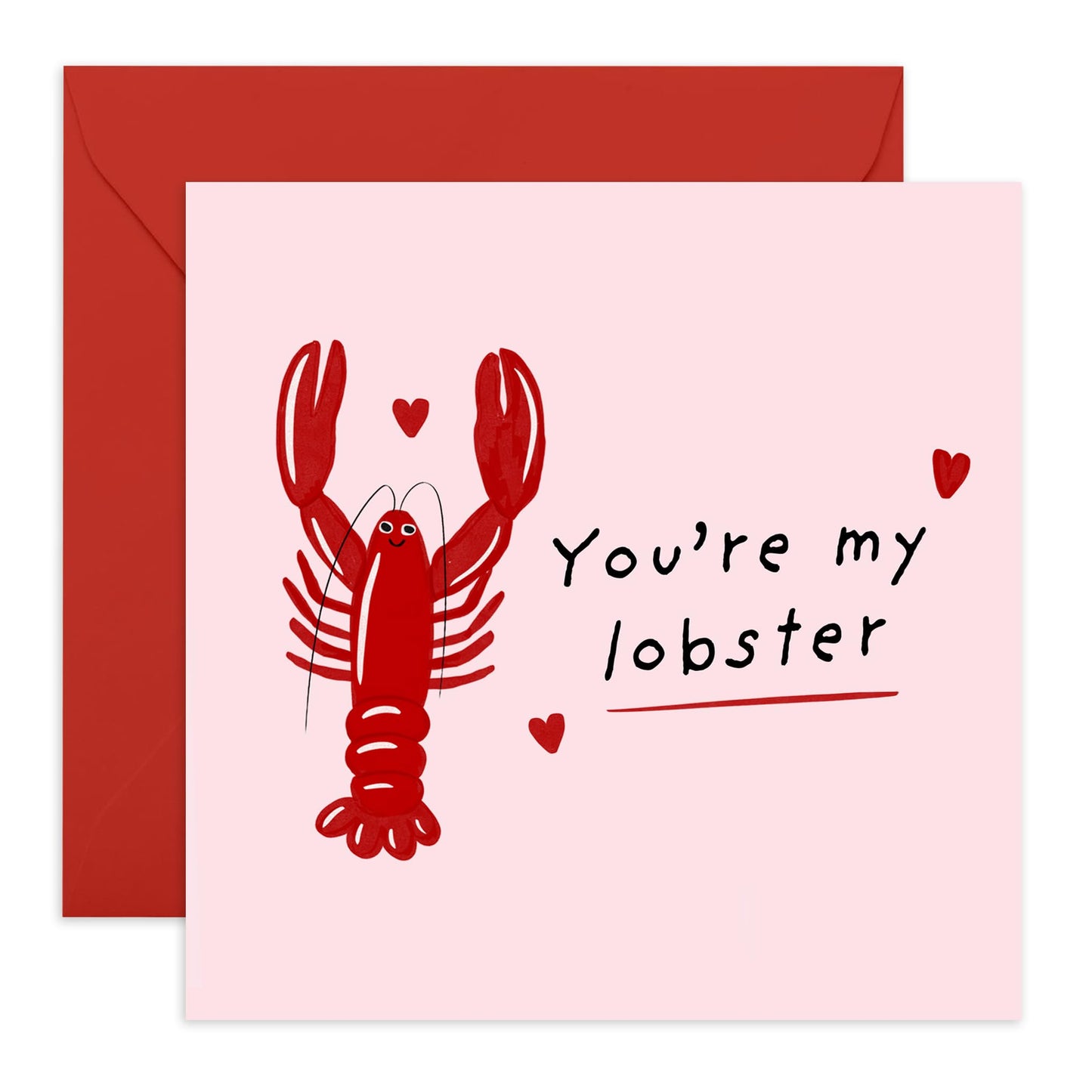 Romantic Lobster Greeting Card - "You're My Lobster" - Cute Anniversary, Valentine's, or Birthday Card for Partner, Boyfriend, Girlfriend, Husband, or Wife - Comes with Fun Stickers