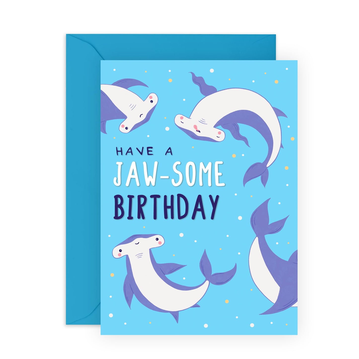 Funny Shark Birthday Cards For Him Her - Have A Jaw-some Birthday - Sharks Puns Jokes Humour - Birthday Greeting Card For Men Women - Gifts For Friends - Comes With Fun Stickers By Central 23