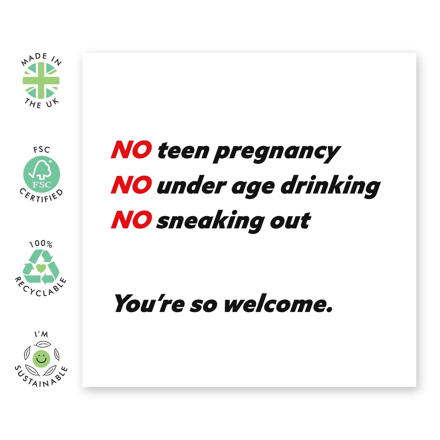 Hilarious Birthday Card for Mum or Dad - You're So Welcome - Funny Gift For Her, Mam, Mummy, Daddy - Mothers Day, Fathers Day Card - Presents For Mothers Day Or Father's Day - Comes With Fun Stickers