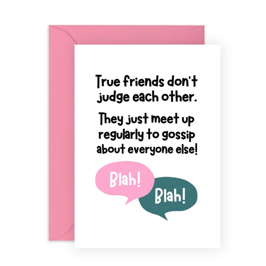 Playful Greeting Card - 'TRUE FRIENDS GOSSIP' - Perfect for Celebrating Friendship with a Dash of Humor - Ideal for Friends BFFs Who Love to Share Secrets and Laugh - Comes With Stickers By Central 23