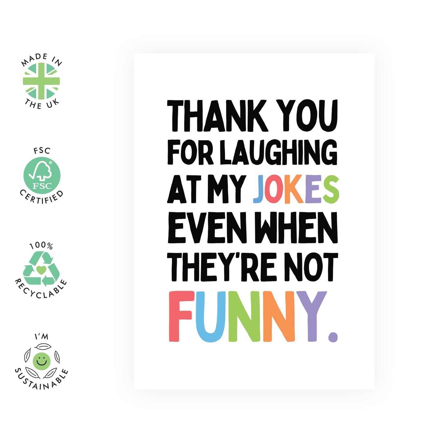 Anniversary Card For Wife Husband - Laughing At My Jokes - Girlfriend Boyfriend Birthday Card - Valentines Day Card For Couple, Spouse, Partner- Mothers Day Card for Mum Mummy Ma -Comes With Stickers