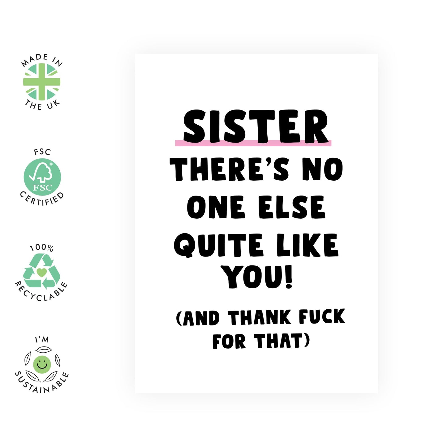 Sister Birthday Cards - Sister No One Else Like You - Funny Birthday Card For Women - Best Friend Birthday Card - From Sister Brother - Best Friend - Comes With Fun Stickers By Central 23