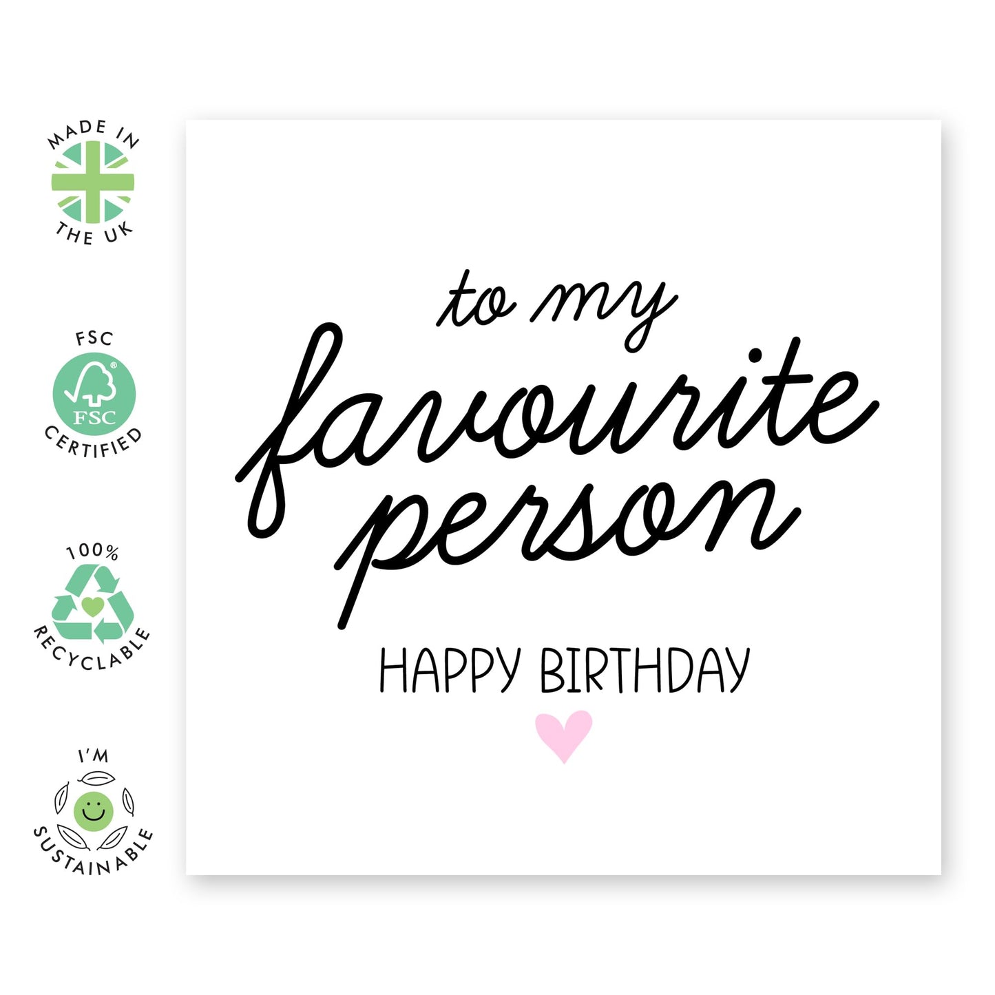 Birthday Cards For Husband Wife - To My Favourite Person - Friends Birthday Card - Greeting Cards For Men Women - Boyfriend Girlfriend - Comes With Stickers - By Central 23