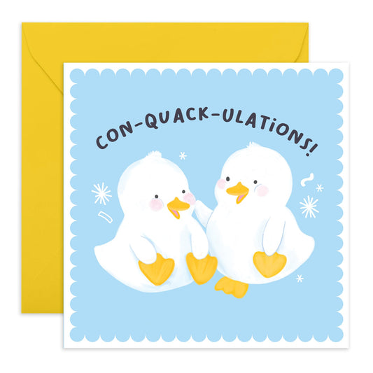 Congratulations Cards - CON-QUACK-ULATIONS - Good Job Well Done - Funny Greeting Cards For Men Women - New Mum Graduation Passing The Test - Comes With Stickers By Central 23