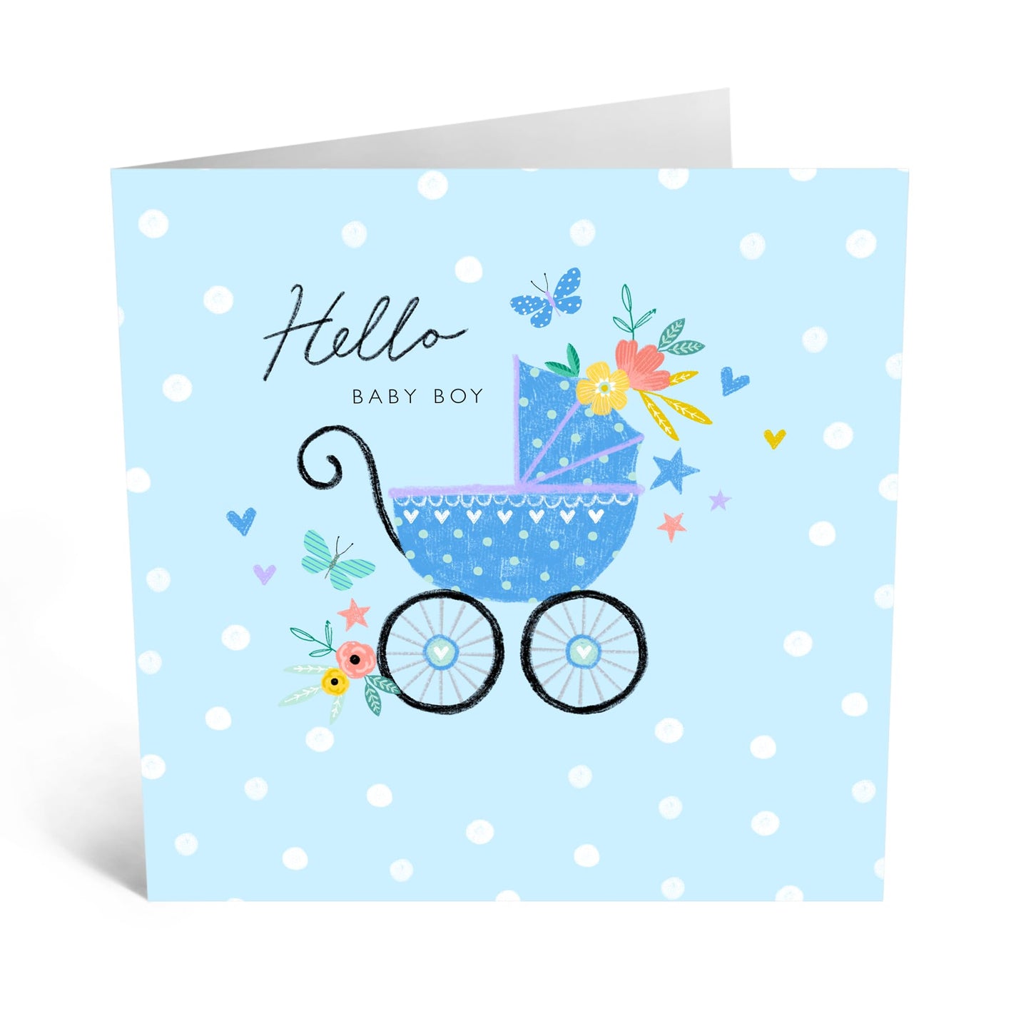 Baby Shower Card For Baby Boy - Greeting Cards For New Parents - Hello Baby Boy - Dad And Mum To Be Card - Congratulations Baby Boy Card - Comes With Stickers - By Central 23