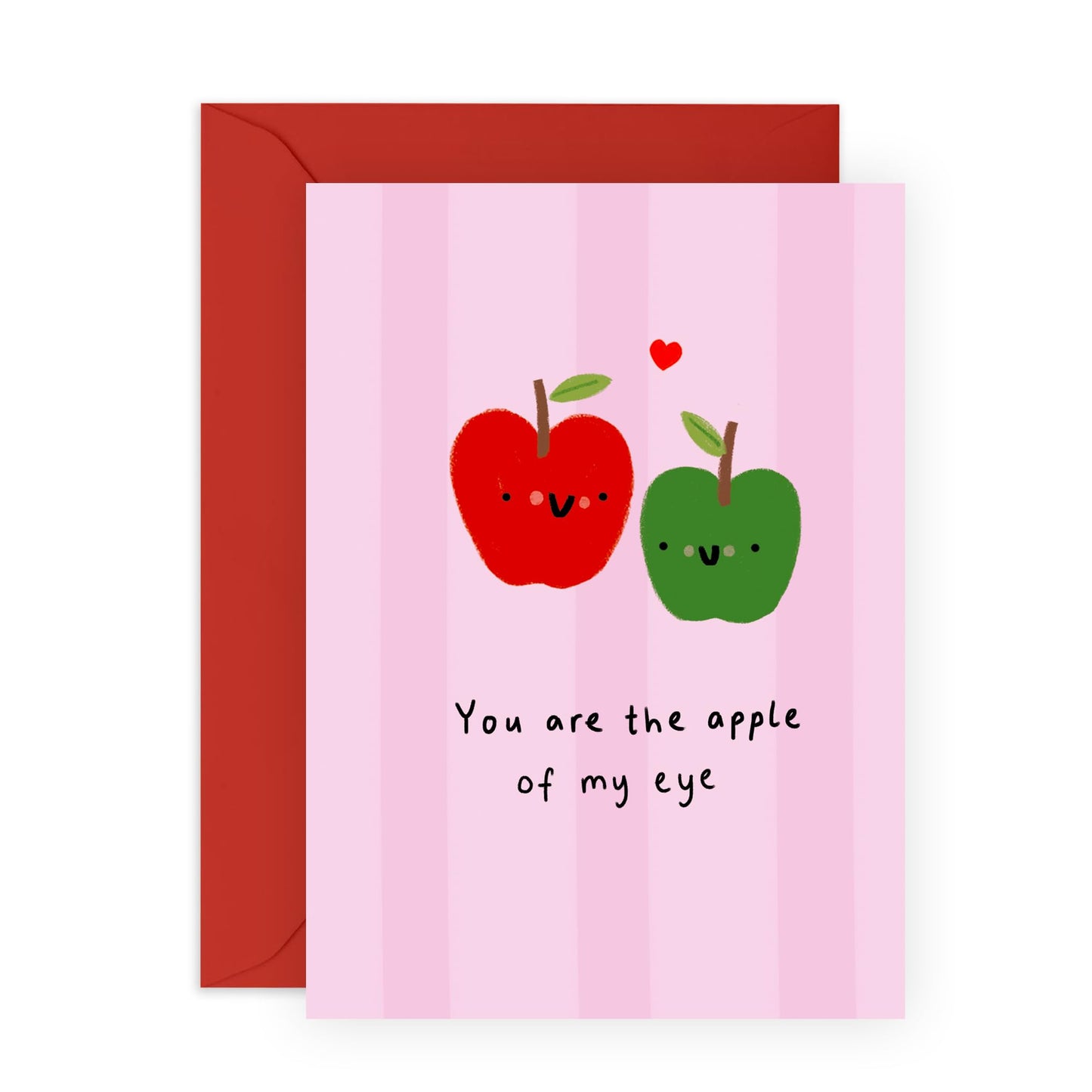 Cute Anniversary Greeting Card - ' Apple of my Eye' - Sweet Gifts for Wife, Husband, Married Couples, Partners, Girlfriend, Boyfriend - Fruits in Love - Comes with Fun Stickers