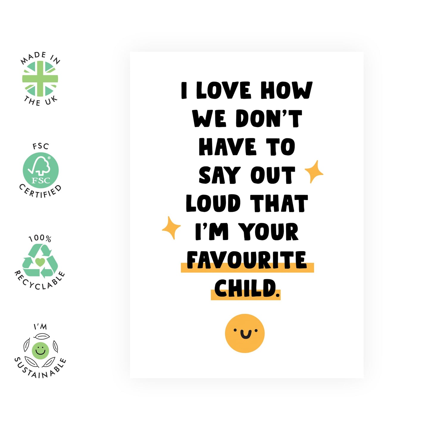 Funny Birthday Cards For Mum Dad - Favorite Child - Cheeky Greeting Cards For Men Women - Jokes Puns Humour - For Mum Dad - Comes With Stickers By Central 23