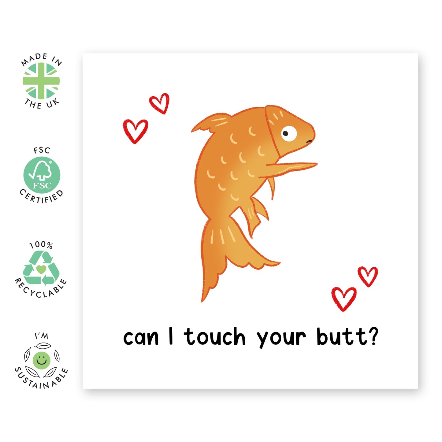 Goldfish Birthday Cards For Girlfriend - Can I Touch Your Butt? - Funny Love Cards For Her - Cute Anniversary Card For Wife Husband - Gifts For Boyfriend - Comes With Fun Stickers By Central 23