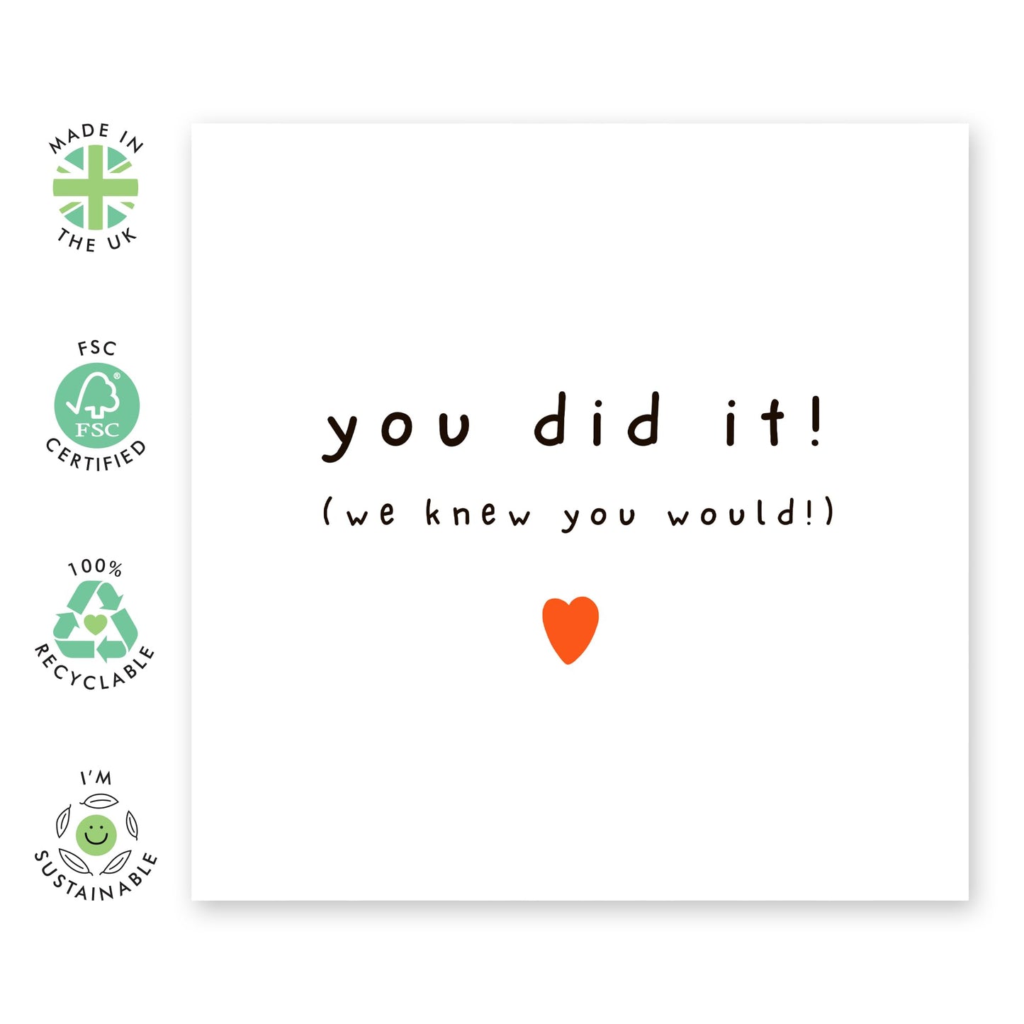 Congratulations Card - 'You Did It We Knew It' - Gifts for Colleagues, Co-workers, Son, Daughter, Niece, Nephew, Family, Relatives, Students - Good Job - Comes with Fun Stickers