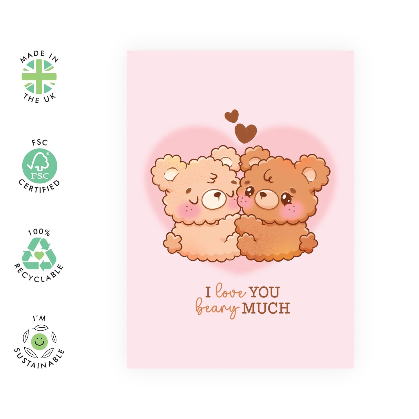 Valentine Cards For Kids Son Daughter - 'I love You BEARY Much' - I Love You Cards For Girls Boys Classroom - Anniversary Card For Girlfriend Boyfriend Couple - Comes With Cute Stickers