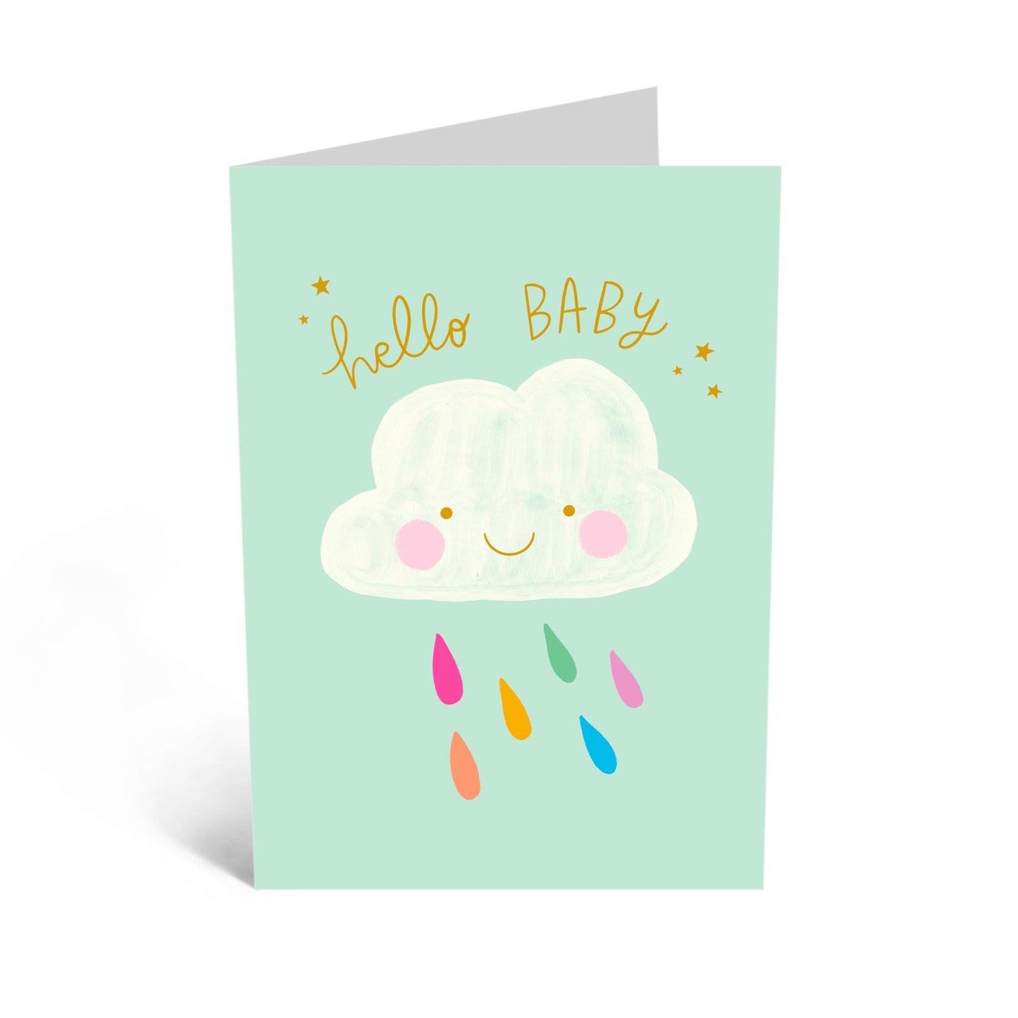 Sweet Greeting Card - 'HELLO BABY CLOUD' - Perfect for Welcoming a New Lovely Baby with a Touch of Softness and Joy - Ideal for Announcements or Baby Showers - Comes with Stickers by Central 23
