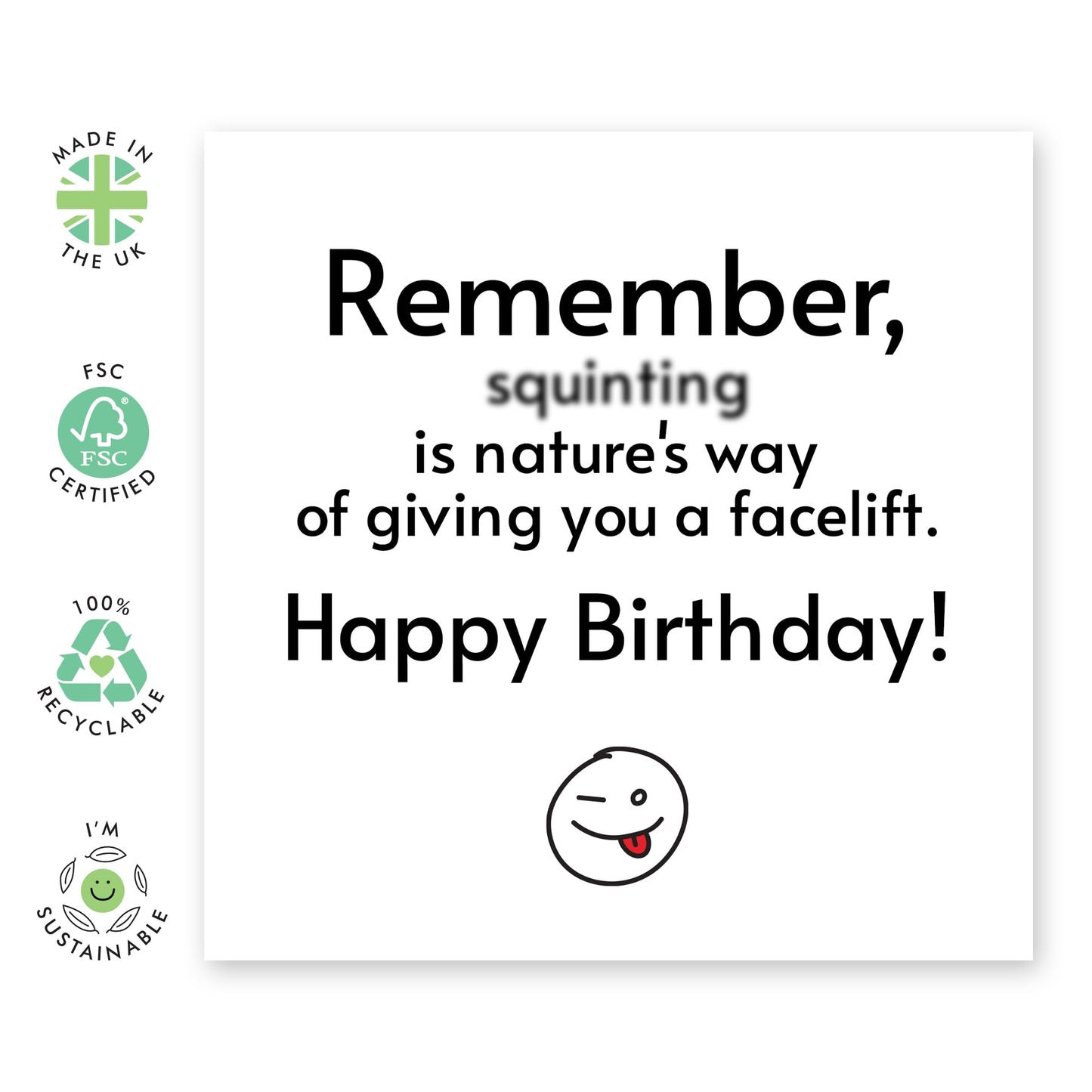 Birthday Card For Him Her - Nature's Face Lift Smiley - Naughty Birthday Cards For Friend Bestfriend - Gifts For Men Women - From Friend Bff - Comes With Stickers By Central 23
