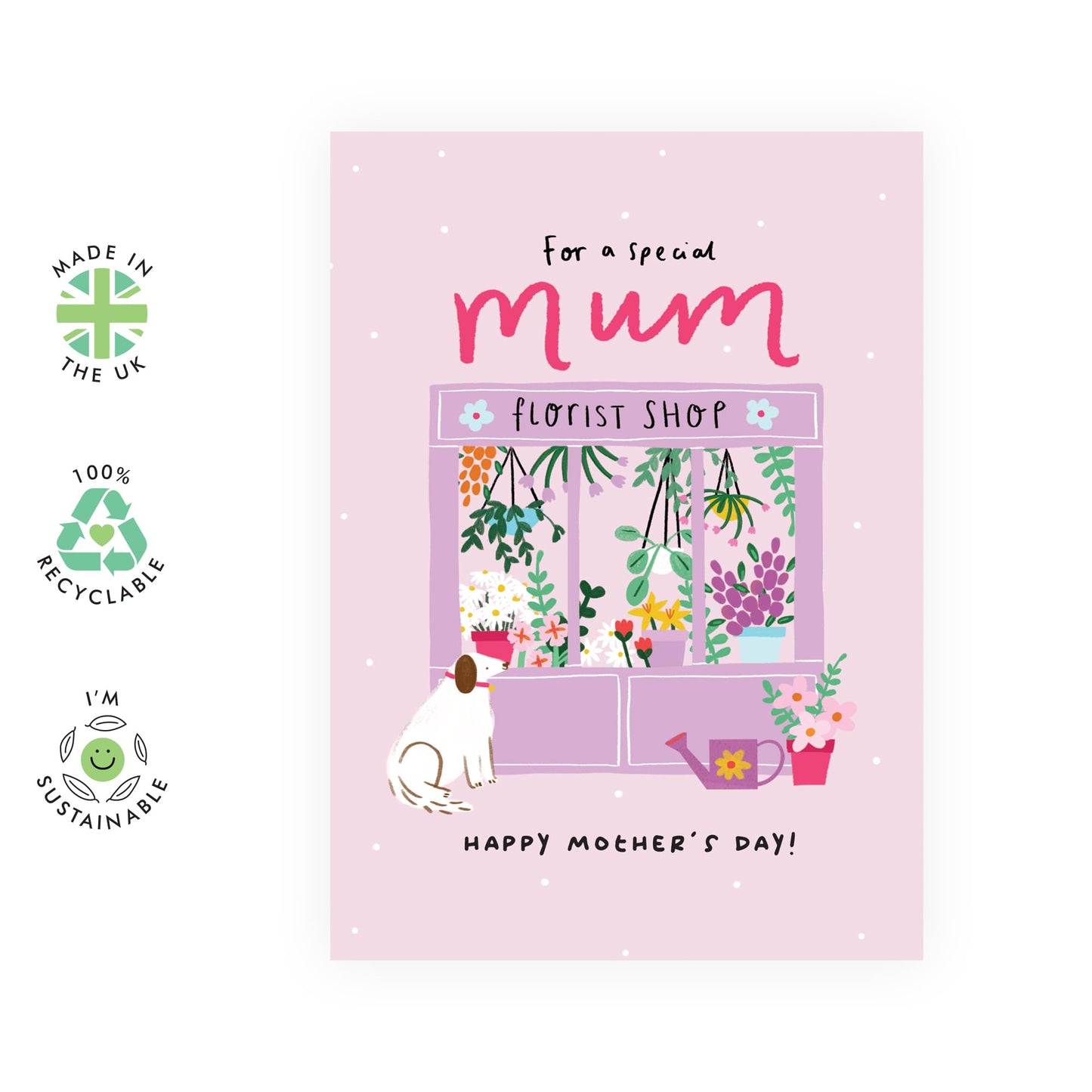 Mother’s Day Card for Her – Charming Florist Shop – Thoughtful Card for Mum,  Mama, Ma, Her, Wife, Sister, Grandma, Nan, from Son, Daughter, Husband, Grandchildren - Flowers -Comes with Stickers