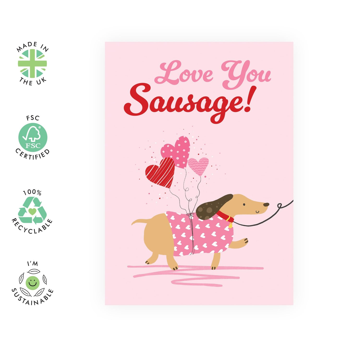 Anniversary Card For Couple Husband Wife - Love You Sausage Dog - Valentines Day Card Girlfriend Boyfriend - Greeting Cards For Fiance - Couple - Comes With Fun Stickers By Central 23