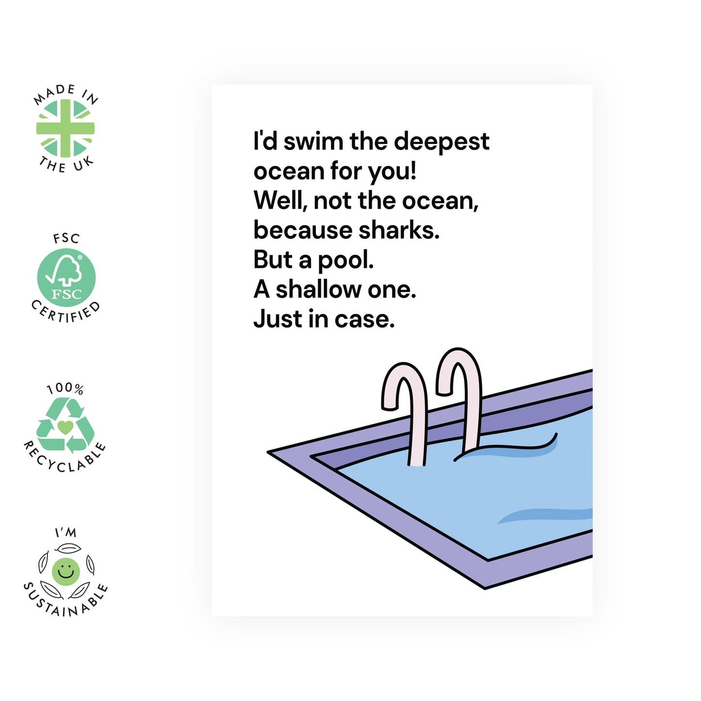 Funny Anniversary Cards For Boyfriend Girlfriend - Swim The Ocean For You - Valentines Cards For Couples - Wedding Anniversary Card For Wife Husband - Comes With Stickers By Central 23