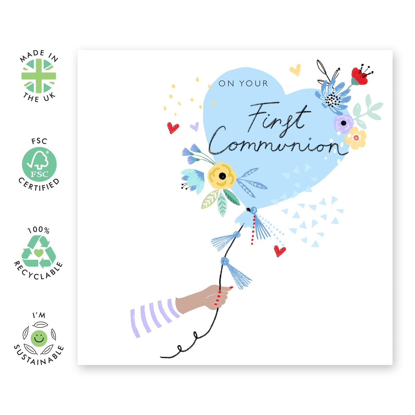 First Communion Cards For Boys - First Holy Communion Gifts For Godson Nephew - Church Celebration Gifts - Religious Greeting Cards For Him - Comes With Fun Stickers By Central 23