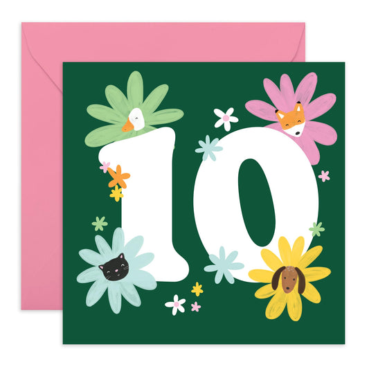 10th Birthday Cards For Girls - Happy Birthday Cards Age 10 - Tenth Birthday Card For Daughter Niece Granddaughter - Ten Year Old Gifts For Kids Toddler Children - Comes With Stickers By Central 23