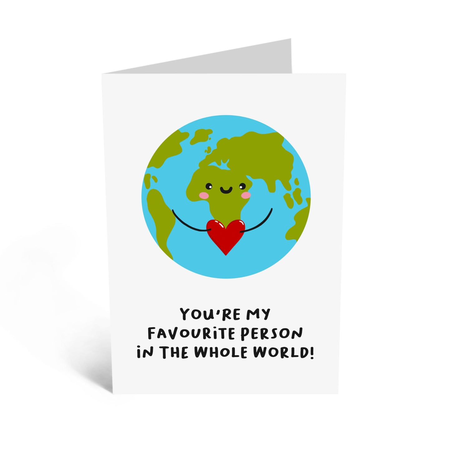 Sweet Greeting Card - 'Favourite Person In World' - Gifts for Boyfriend, BFF, Best Friend, Colleague, Partner, Him - Entire Earth - Comes with Fun Stickers