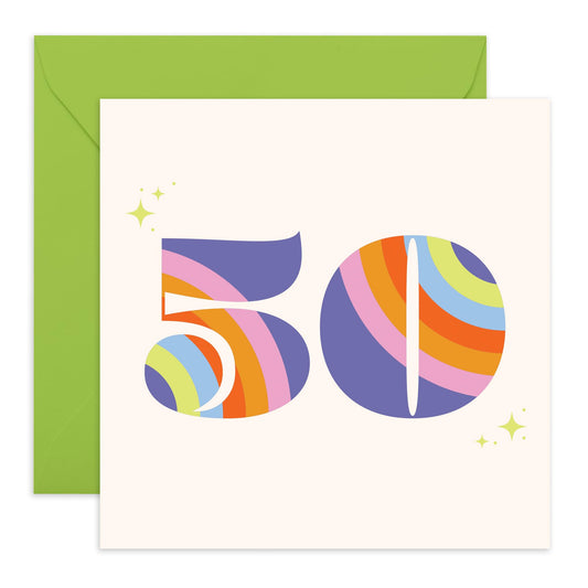 50th Birthday Card For Women - Rainbow Font 50 - Sweet Birthday Card - Wife Mum - Sister - Rainbow - Happy Fiftieth Birthday Greeting Card Female Friend - Comes With Fun Stickers - By Central 23