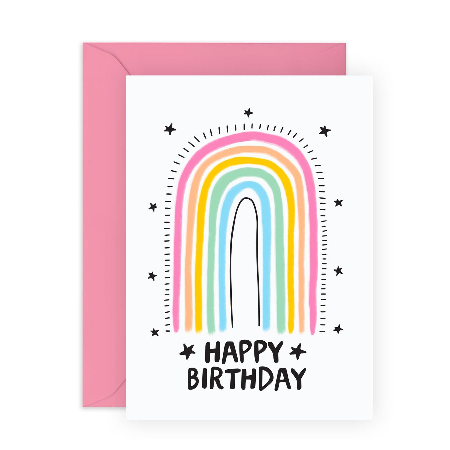 Cute Birthday Card - 'Rainbow Birthday' - Gifts for Besties, Best Friends, Children, Teens, Girls, Her, Co-worker, Sister, Grandma, Mum, Auntie - Fairytale - Comes with Fun Stickers