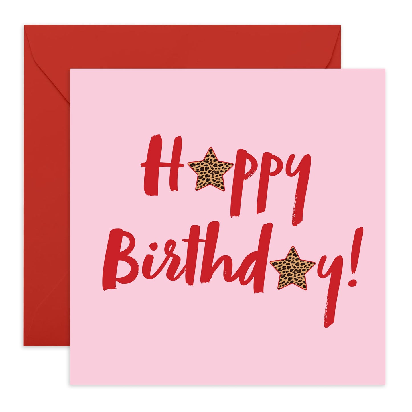 Happy Birthday Card for Her- Stylish Print Star Design - Fun and Bold Greeting for Bestie, BFF, Auntie, Colleagues, Coworkers, Women - Blank Inside with Premium Red Envelope