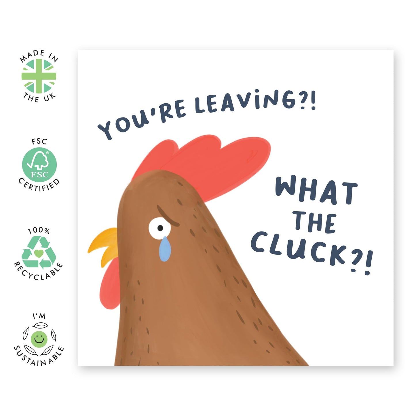 Funny Leaving Cards For Colleagues Men Women - What The Cluck - Humour - New Job Card For Coworker Colleague Boss - Moving Away Farewell Goodbye Card - Comes With Stickers - By Central 23
