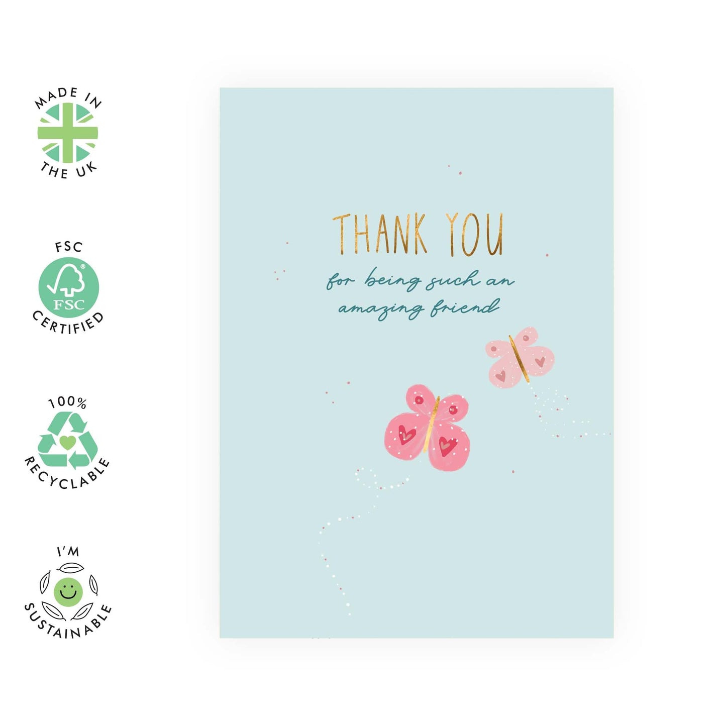 Friend Birthday Card Female - Amazing Friend - Butterfly - Cute Friendship Gifts For Women - Thank You Cards For BFF Bestie - Best Friend Card - Comes With Stickers - By Central 23