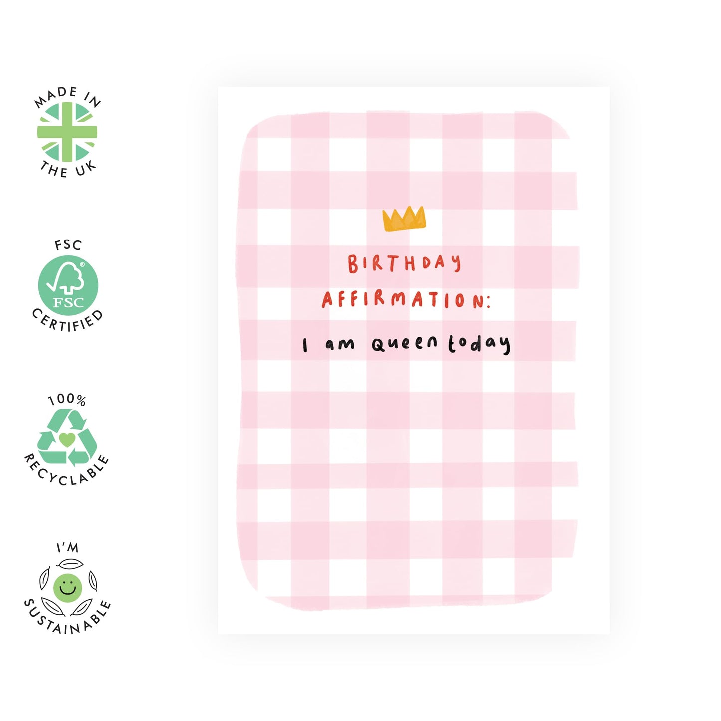 Birthday Affirmation Card – Queen for the Day, Fun Greetings for Her, Friend, Sister, Wife, Girlfriend, Fiance, Mum, Grandma, Nana, Auntie, Niece, Daughter, Colleagues, BFF -Comes with Stickers