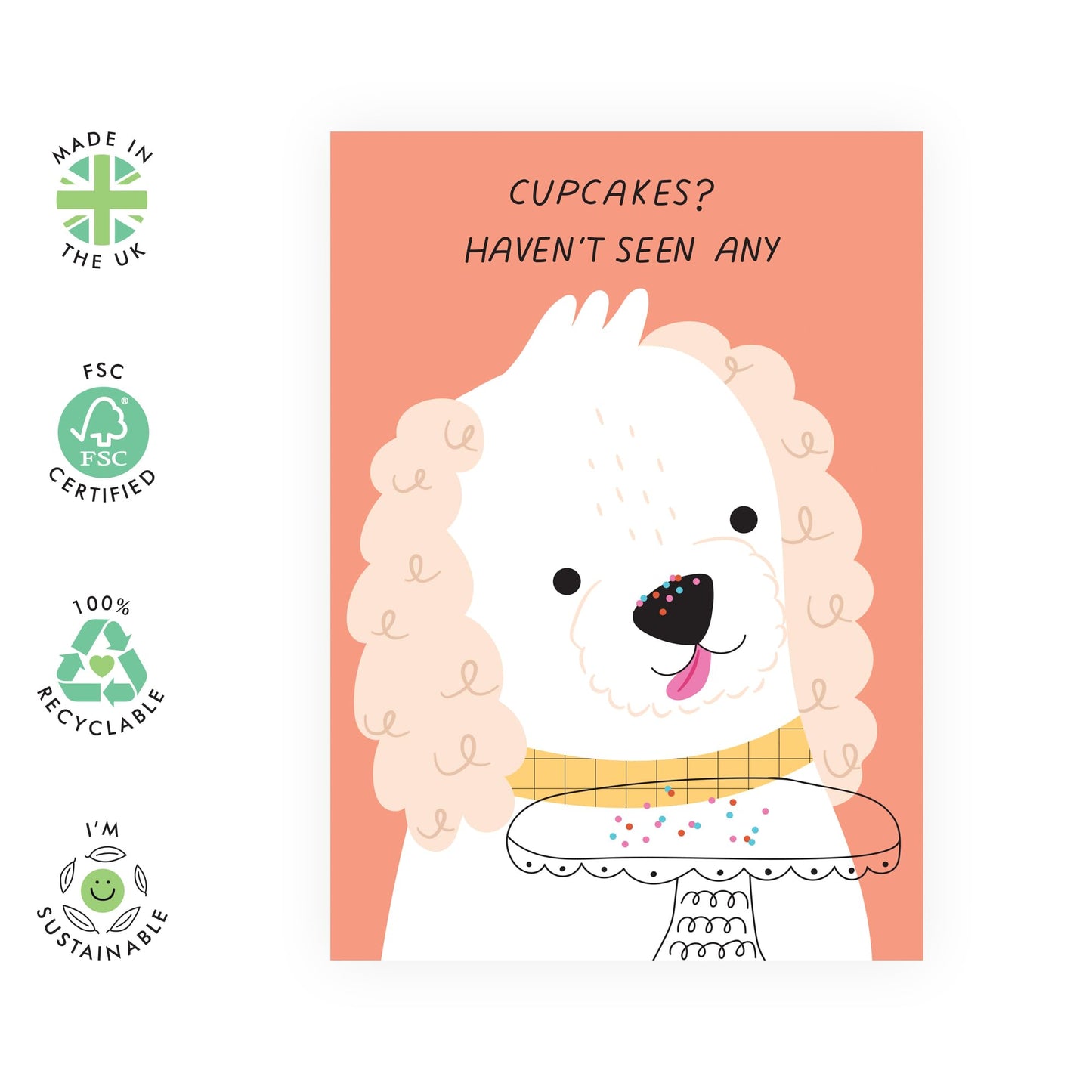 Happy Birthday Card For Her - Cupcakes? Haven't Seen Any Dog - Cute Birthday Cards For Women - Best Friend Birthday Card Female - Comes With Stickers By Central 23
