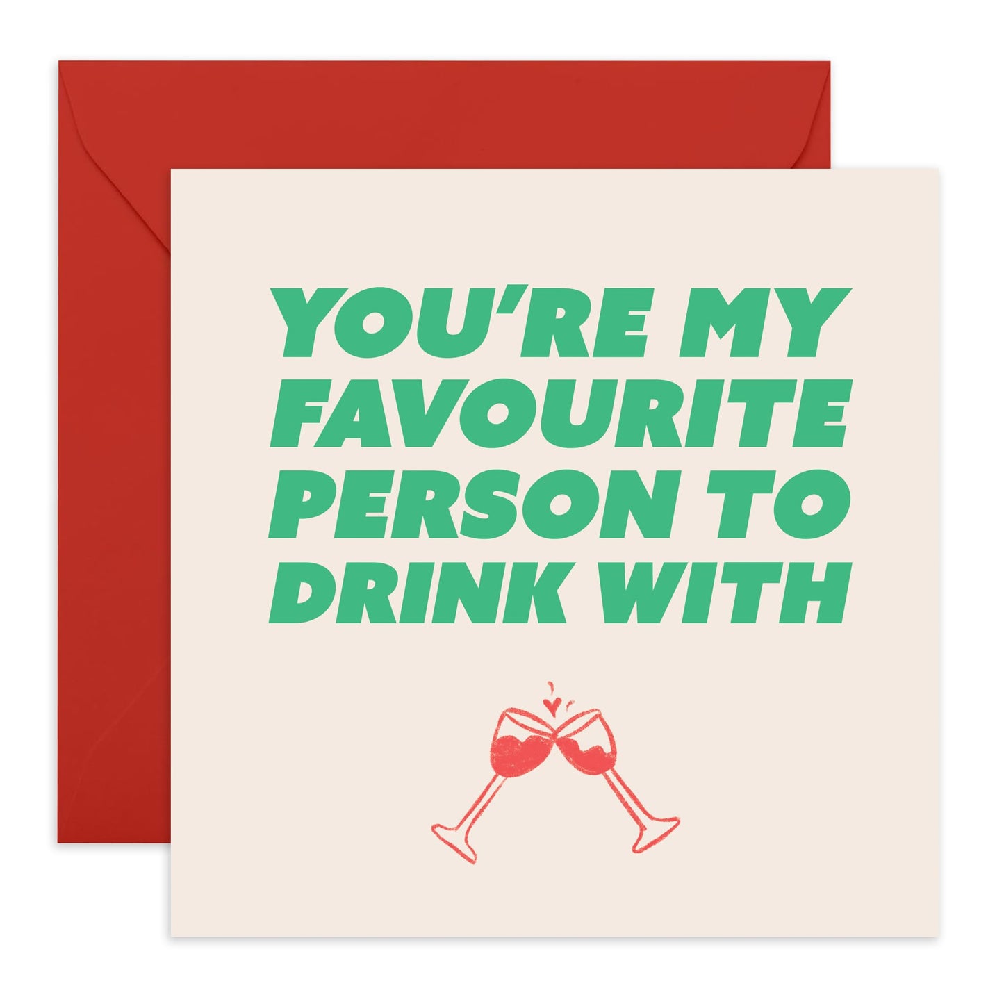 Wedding Anniversary Card For Husband Wife - My Favourite Person To Drink With - Valentines Day Card - Gifts For Boyfriend Girlfriend - Men Women - Comes With Fun Stickers By Central 23