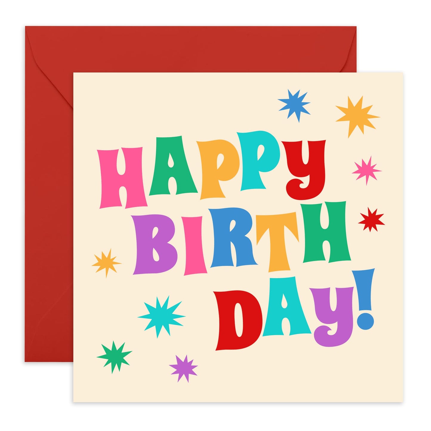 Female Birthday Cards For Her - Happy Birthday Rainbow Stars - Cute Birthday Gifts For Women - Bday Greeting Cards For Sister Mum Nana - Friends Birthday Card - Comes With Stickers - By Central 23