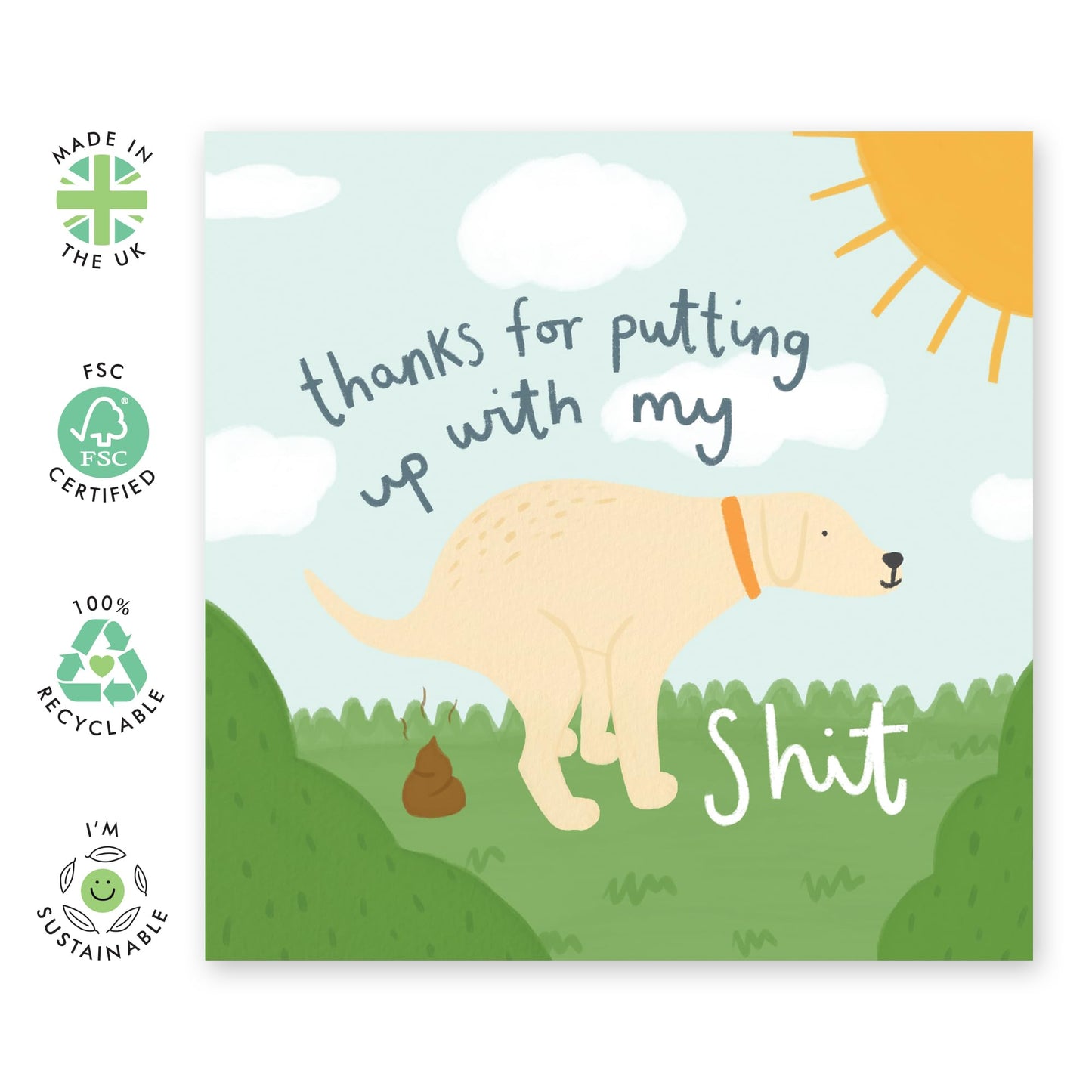 Friendship Cards Funny - Thanks Putting Up With My Shit - Hilarious Anniversary Card For Husband Wife Girlfriend Boyfriend Partner - Thank You Cards For Friends - Comes With Stickers By Central 23